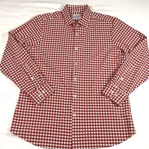 Mizzen + Main Shirt Mens Size XXL Red White Gingham Trim Fit Button Stretch USA